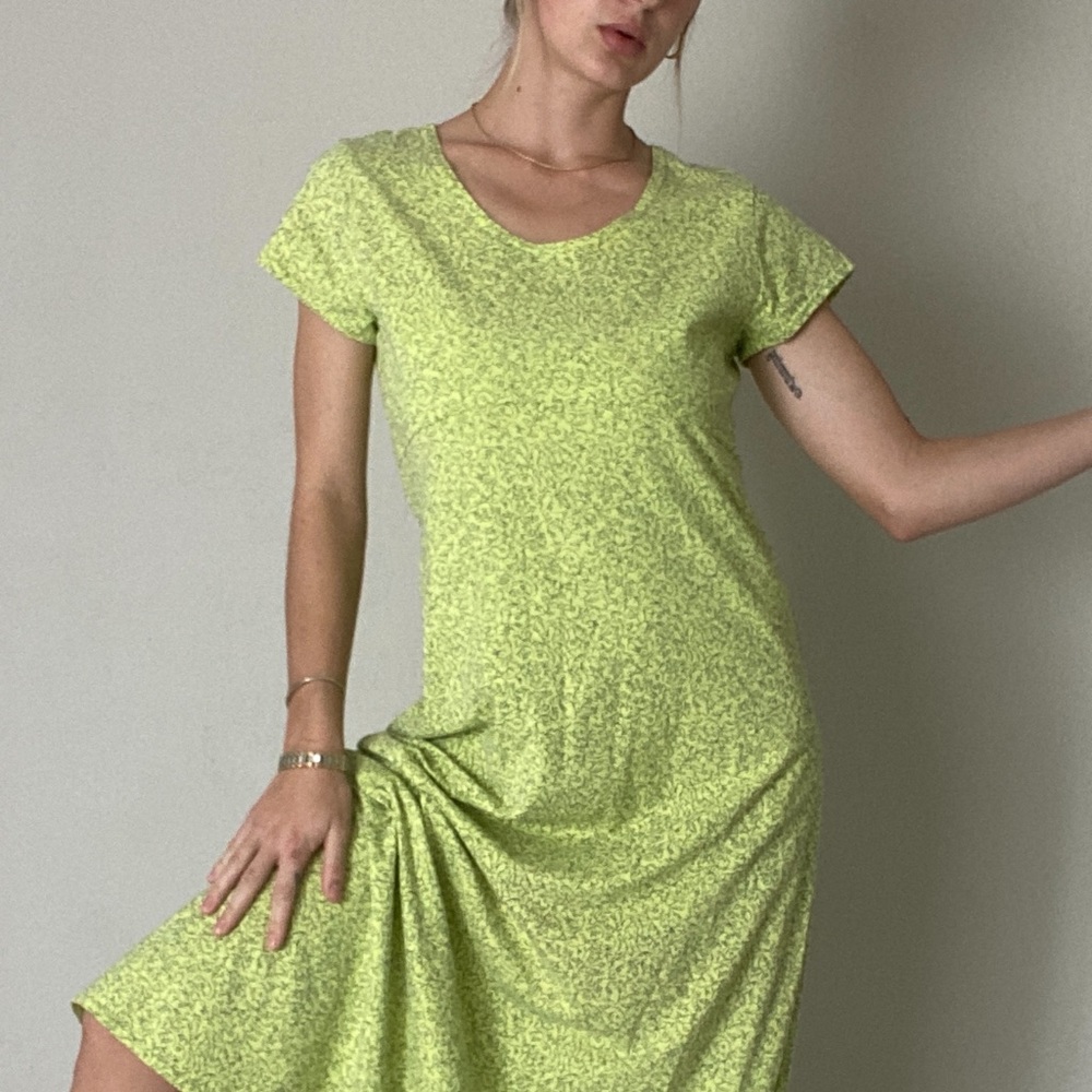 United Cotton Company Green Floral 100% Cotton Vintage Maxi Dress